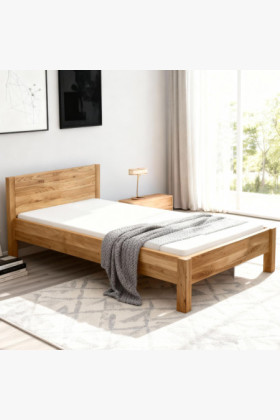 Einzelbett 120x200 cm aus massivem Eichenholz, stabil